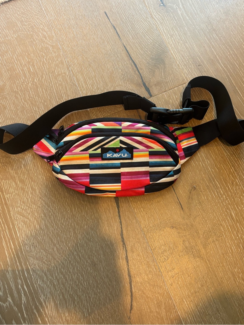 Kavu Striped Multicolor Waist Pack with Black Strap